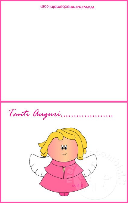 Biglietti per nascita e/o battesimo: angelo rosa – Mamma e Bambini