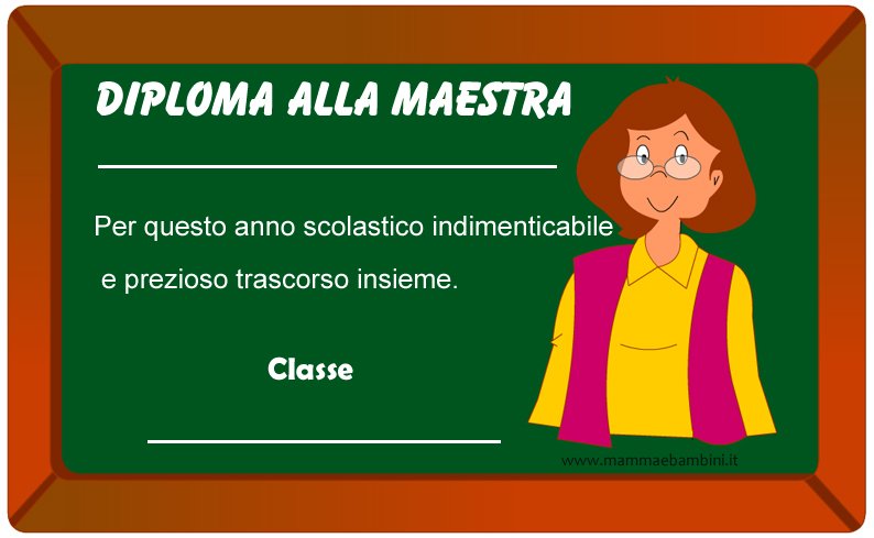 Diploma Per La Maestra Da Stampare Mamma E Bambini