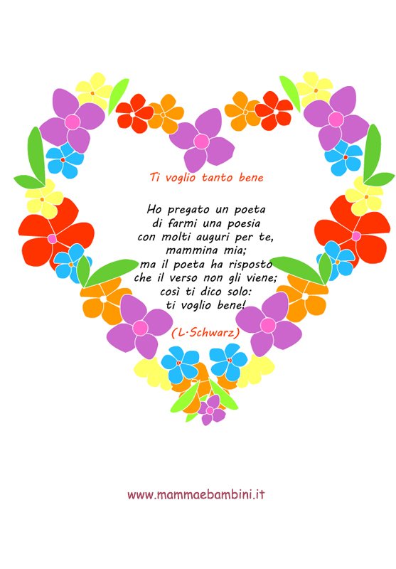 Poesia sulla mamma con cornice di fiori