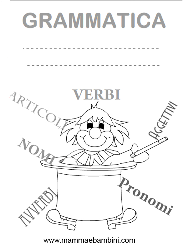 Copertina quaderno grammatica da stampare
