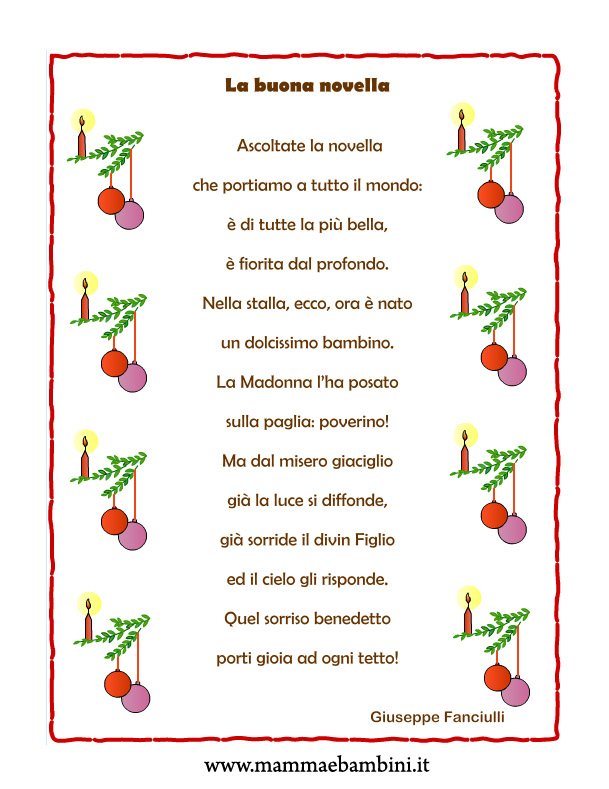 Poesia Stella Di Natale.Poesia La Buona Novella Mamma E Bambini