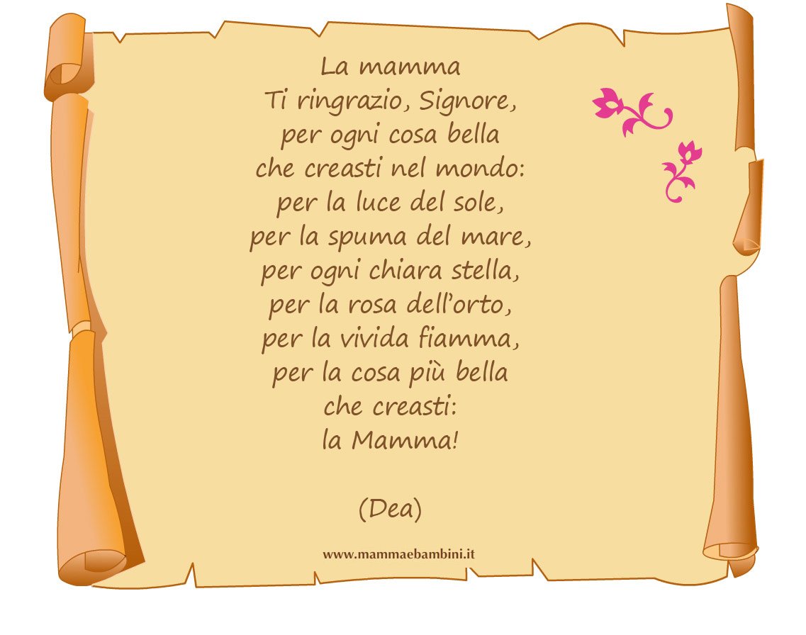 Poesia La mamma con cornice