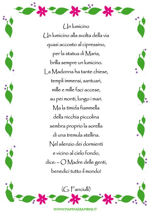Poesia Sulla Madonna Dal Titolo Un Lumicino Mamma E Bambini