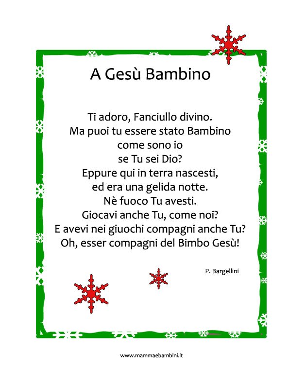 poesia-natale A Gesù Bambino Tante poesie di Natale da stampare con cornice in poesie preghiere e testi natale