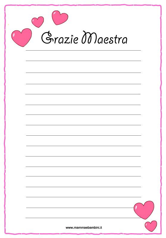 carta lettere grazie maestra