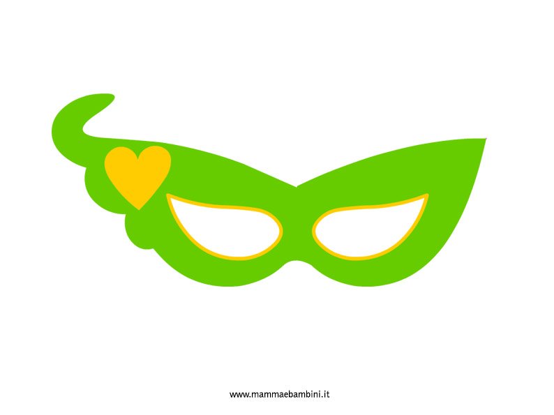 maschera verde con cuore