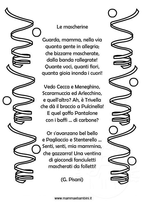 Poesia Le mascherine con disegno coriandoli 1 poesia-mascherine-carnevale