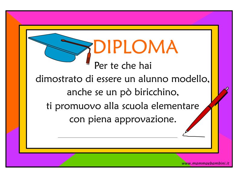 diploma fine anno scuola