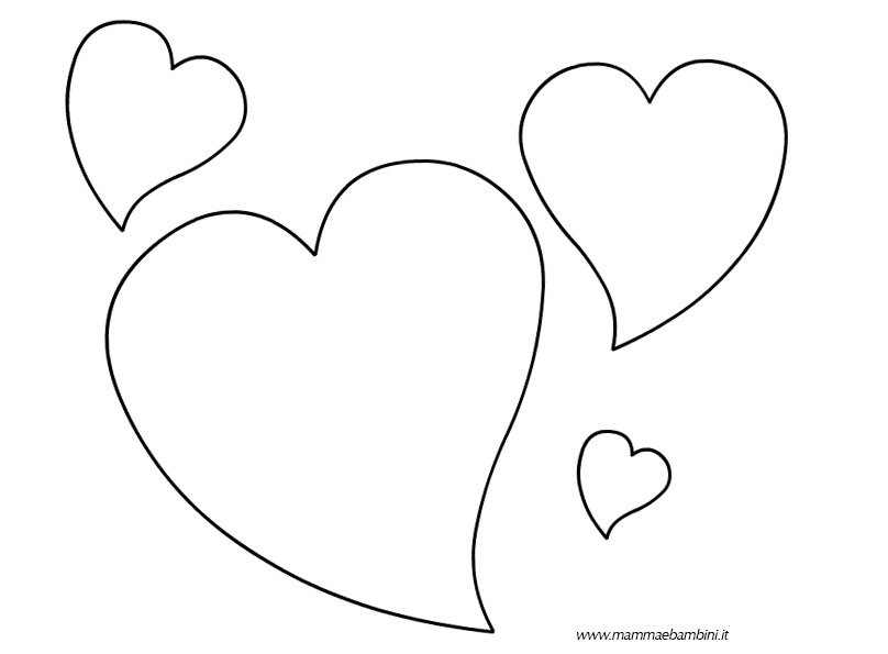 Disegni sagome cuori di varie grandezze 1 cuori