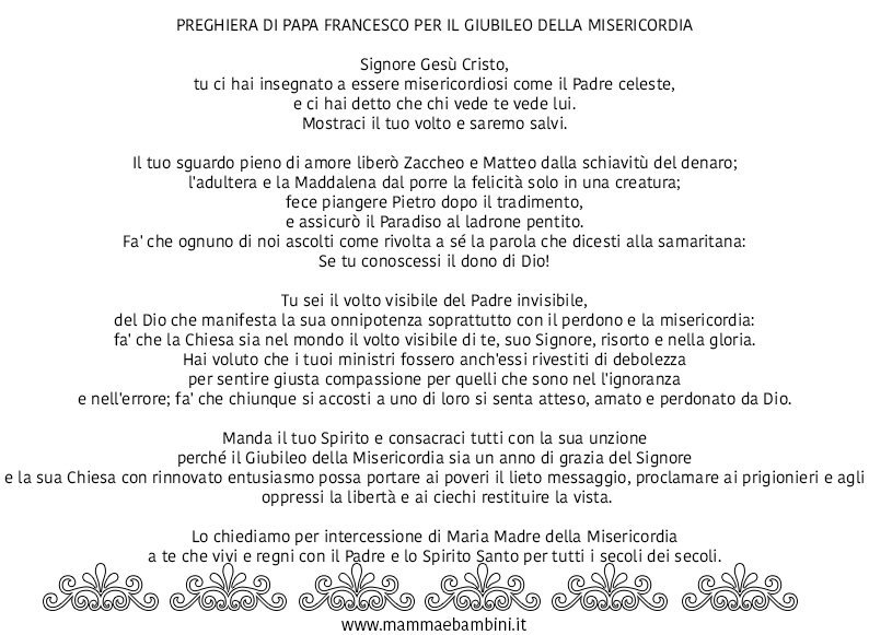 preghiera giubileo papa francesco