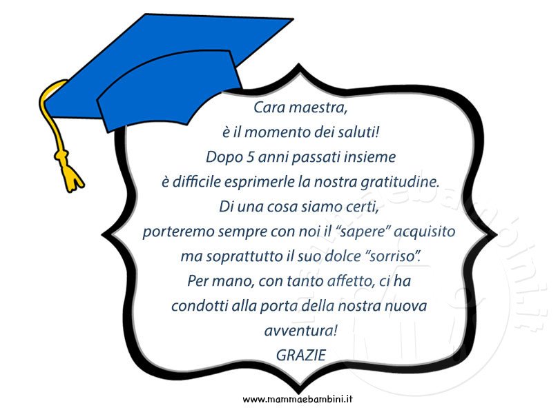 FRASE RINGRAZIAMENTO ALLA MAESTRA