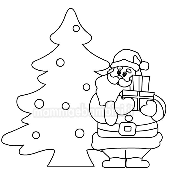Babbo Natale con albero da colorare