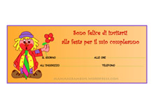 Biglietti inviti compleanno: pagliaccio con fiore