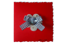 Biglietto auguri con fiore tecnica scrapbooking