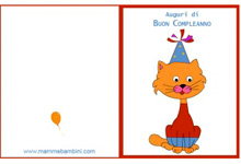 Biglietti auguri compleanno: gatto con maglia rossa