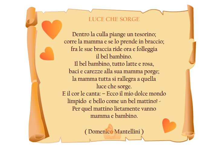 Poesia su carta pergamena “Luce che sorge”