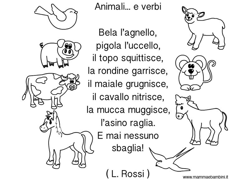 Filastrocca Animali E Verbi Mamma E Bambini