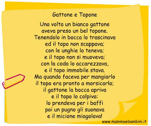 filastrocca gattone e topone