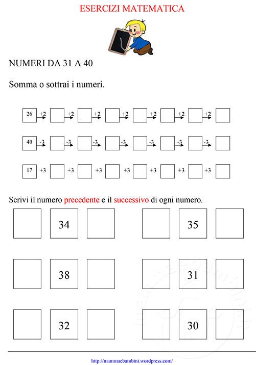 numeri da 31 a 40