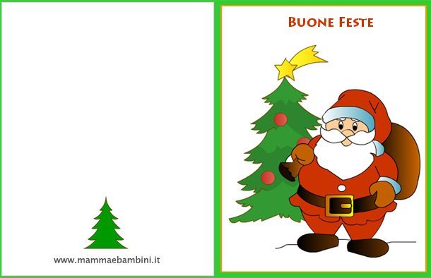 Biglietti Auguri Natale.Biglietto Auguri Con Babbo Natale Mamma E Bambini