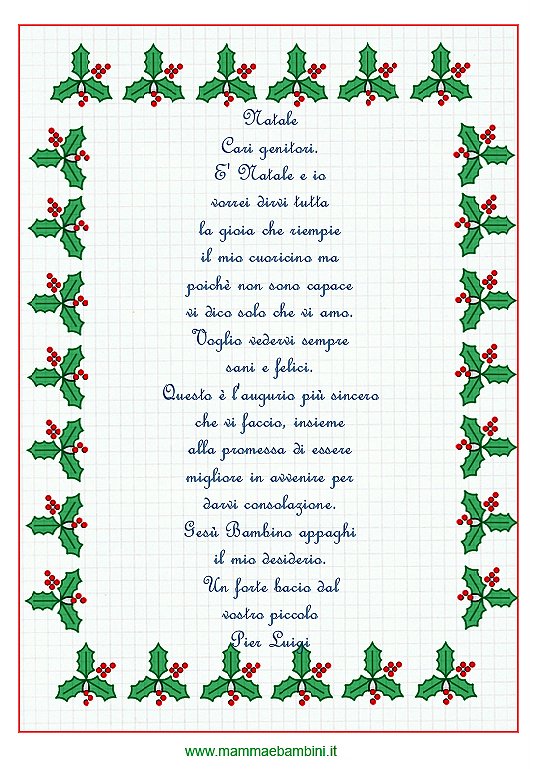 Auguri Di Buon Natale Genitori.Letterina Di Natale Di Un Bambino Piccino Mamma E Bambini