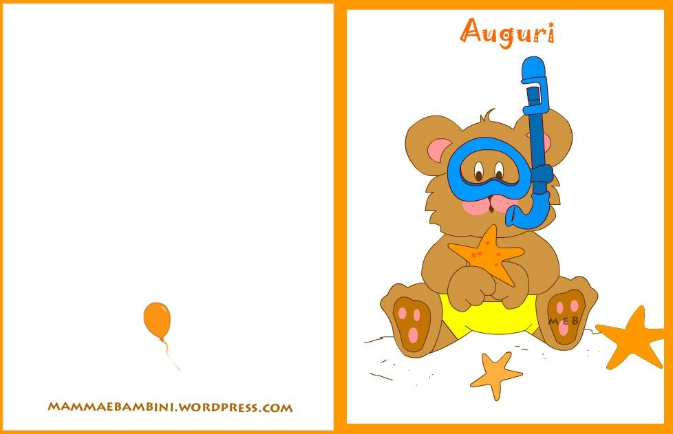 Biglietti auguri compleanno: orso al mare 1 biglietto orsetto mare