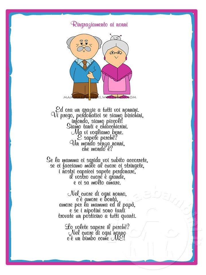 Poesia Sui Nonni Con Cornice I Nonni Mamma E Bambini