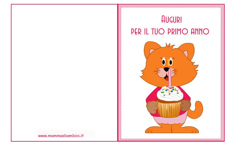 biglietto primo compleanno rosa