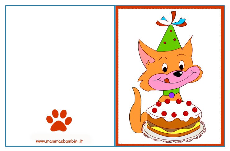 Biglietto Auguri Compleanno Gatto Con Torta Mamma E Bambini