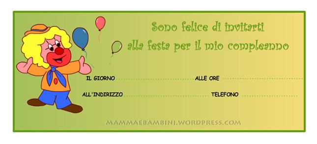 Biglietti Invito Compleanno Clown Con Tre Palloncini Mamma E Bambini