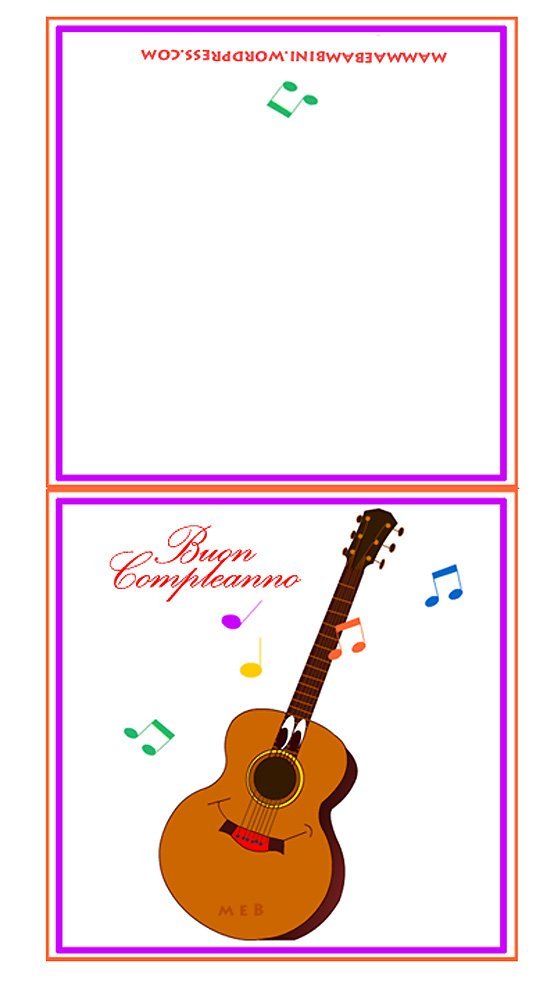 Biglietto Auguri Con La Chitarra Mamma E Bambini