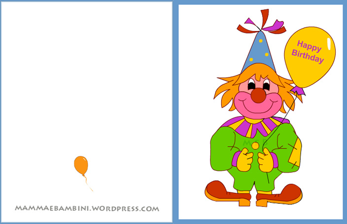 Biglietti auguri compleanno: clown con un palloncino 1 biglietto auguri compleanno