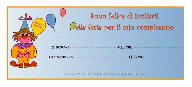 Biglietti Invito Per Compleanno Clown Con Palloncini Mamma E Bambini