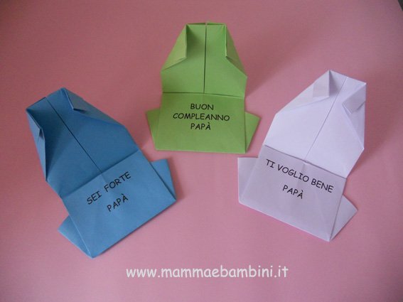 Origami biglietto a camicia con scritta 2 Biglietto Camicia 33a