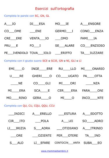 esercizi ortografia 01 Foglio1
