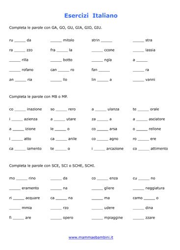 Esercizi Per Bambini Sull Ortografia Mamma E Bambini