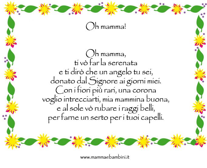 Poesia dal titolo Oh mamma