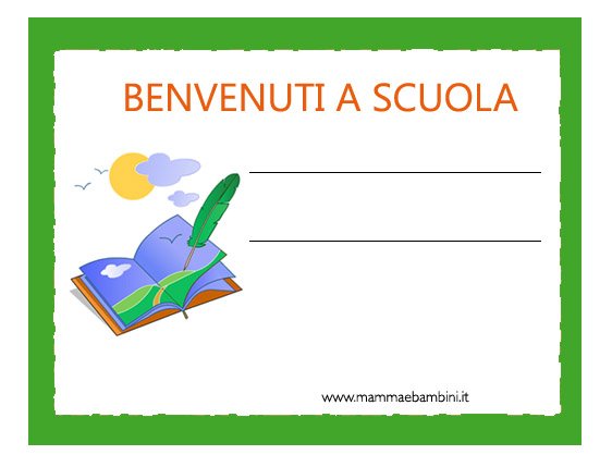 Cartello di benvenuto ai bambini della prima