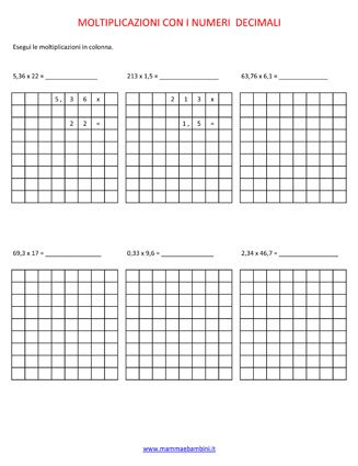 Moltiplicazioni con i numeri decimali