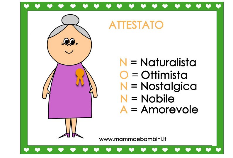 Attestato Per La Nonna Da Stampare Mamma E Bambini