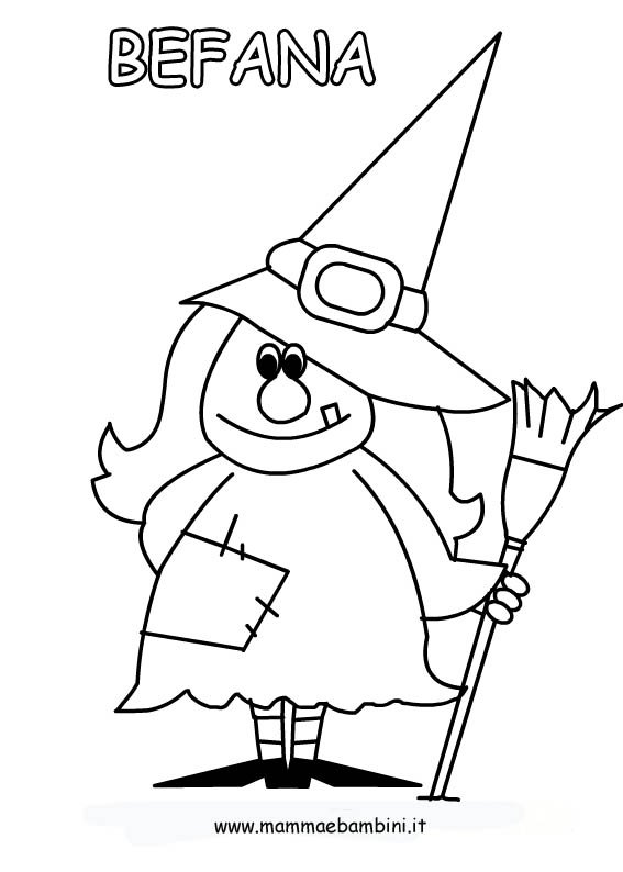 disegno befana da colorare