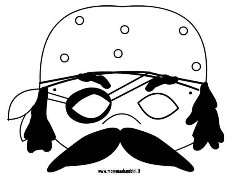 maschera da colorare da pirata