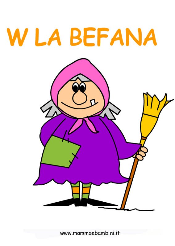 disegno befana con la scopa