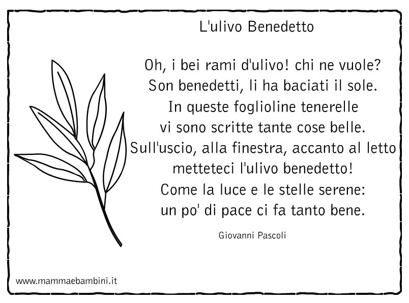 L Ulivo Benedetto Poesia Con Ramo Ulivo Da Colorare Mamma E Bambini