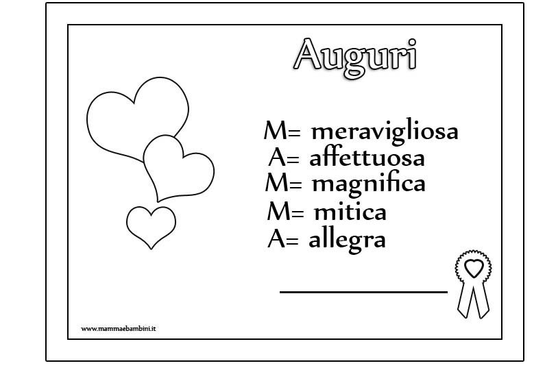 Diploma Da Stampare Per Gli Auguri Alla Mamma Mamma E Bambini