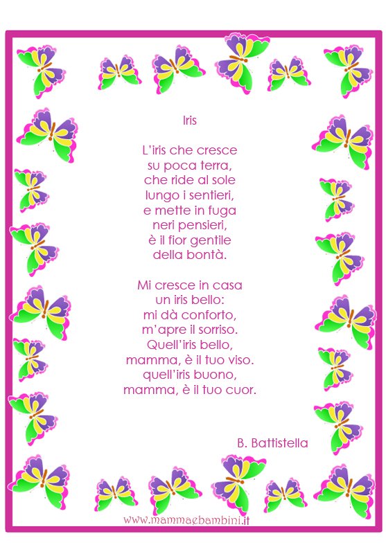 Poesia Iris da stampare sulla mamma