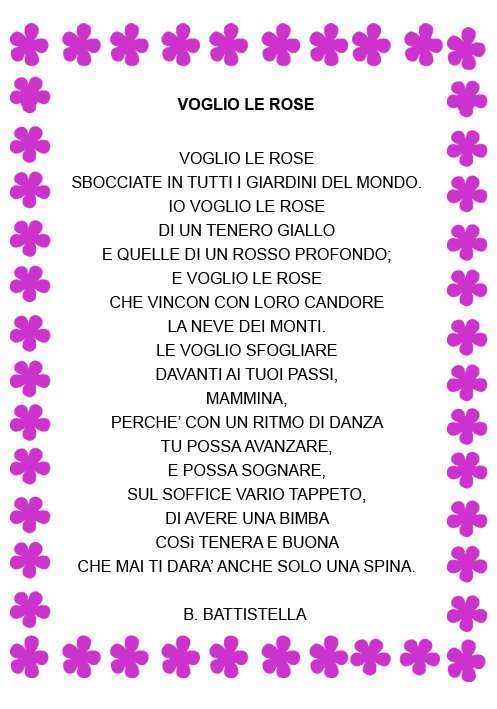 Poesia per la mamma Voglio le rose