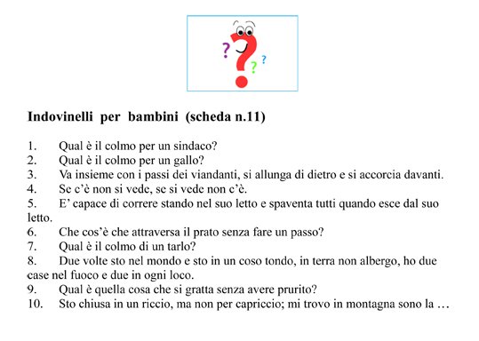 Indovinelli Per Bambini Scheda N 11 Mamma E Bambini