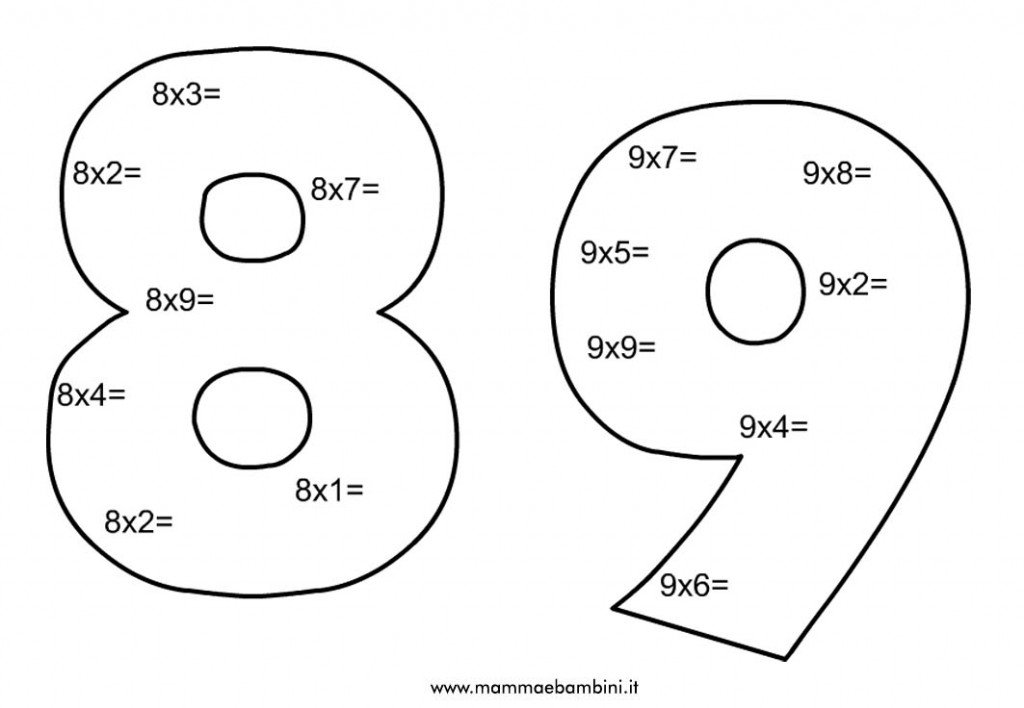 tabelline 8 9