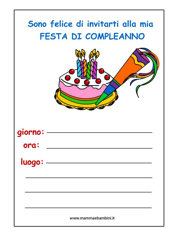 Inviti Compleanno Da Stampare Mamma E Bambini